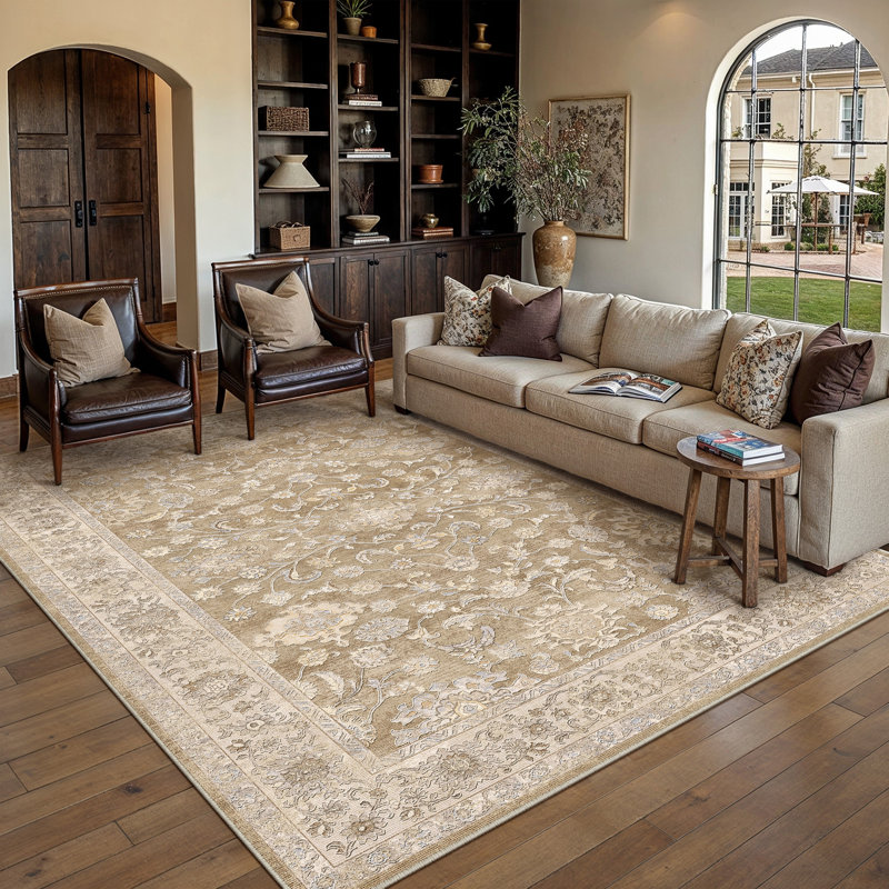 Lume Classic Persian Inspired Area Rug in Brown, Rectangle 8' x 10', Brown