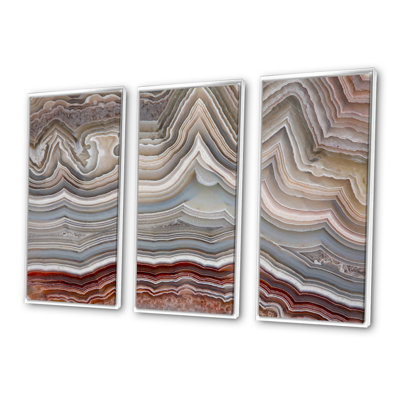 The Polished Cut Of Agate - Stone Framed Canvas Wall Art Set Of 3
