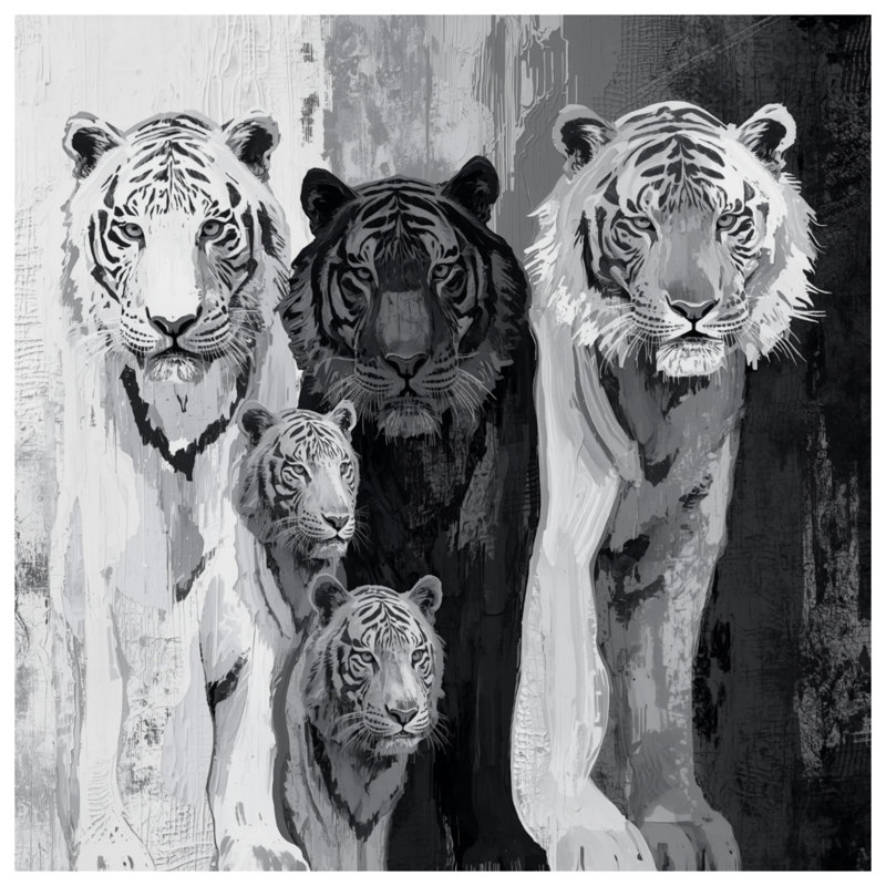 Édredon monochrome Family Tiger, Grand lit