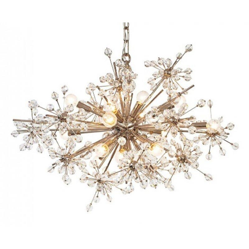 Light Sputnik Modern Linear Met Chandelier, Frosted, Rose Gold, 72" Wide x 50" Height