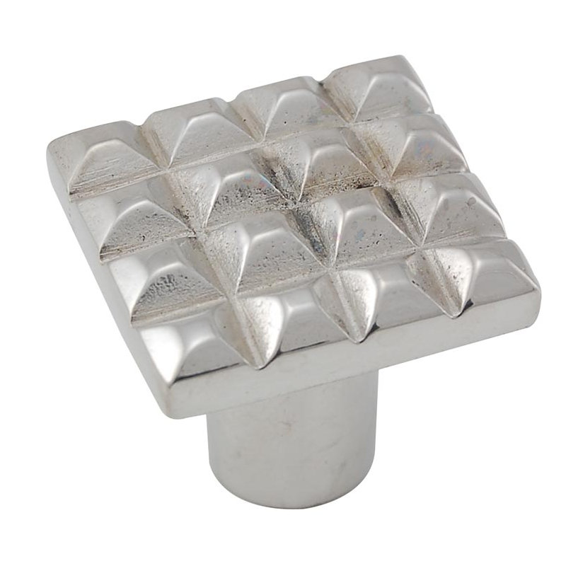 Tiziano Square Knob, Polished Silver, 1.13" H x 1.13" W x 1" D