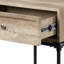 Table de bout industrielle en bois et métal, table à motif chêne noir sable avec pieds, extérieur