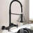 Black Wall Mount Kitchen Sink Faucet Black 8 Inch 2 Handle Commercial Pull Down Mixer-125227255