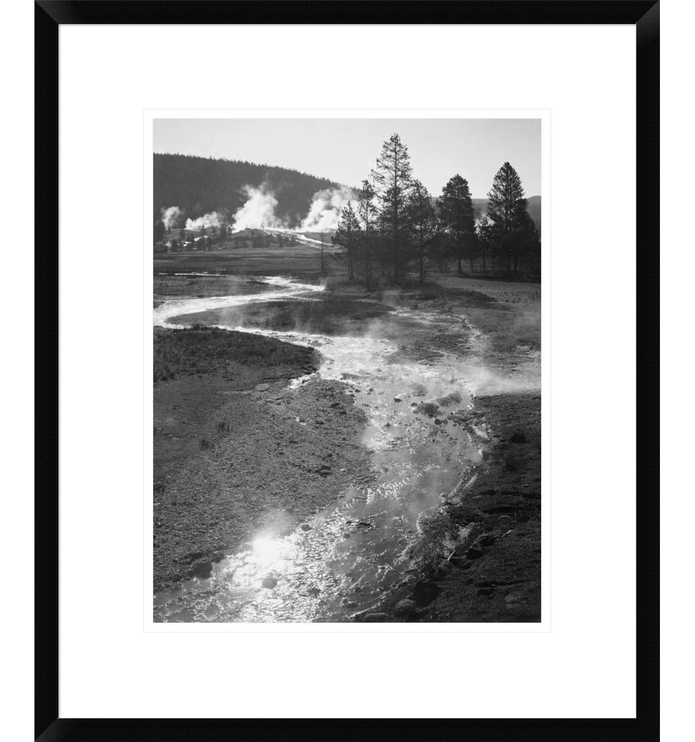 'Stream Winding Back Toward Geyser, Central Geyser Basin, Yellowstone National Park, Wyoming, CA. 1941-1942' by Ansel Adams Framed Photographic Print Vault W Artwork 