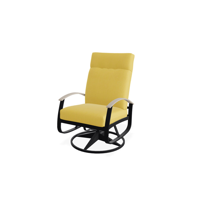 Chaise de patio pivotante avec coussins Askar, Toile granit Sunbrella®, Désert P60, Noir texturé