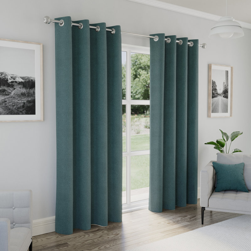 Rodenal Blackout Curtain Pair, 117cm W x 229cm L, Teal