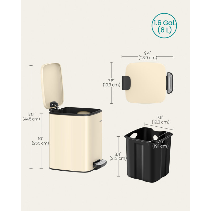 Steel Step On Kitchen Trash Can - 6L