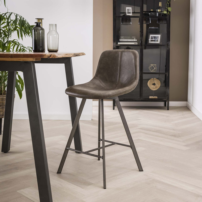 Amunique Upholstered Counter Stool with Metal Frame