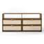 Ensemble de chambre à coucher 4 pièces en tissu beige moderne + toile de jute + noyer Emilio-866372337