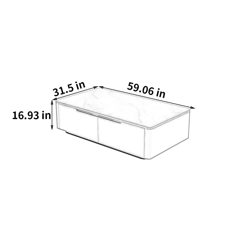 Modern Simple Rectangular Rock Slab Coffee Table, 16.93" H x 59.06" L x 31.5" W