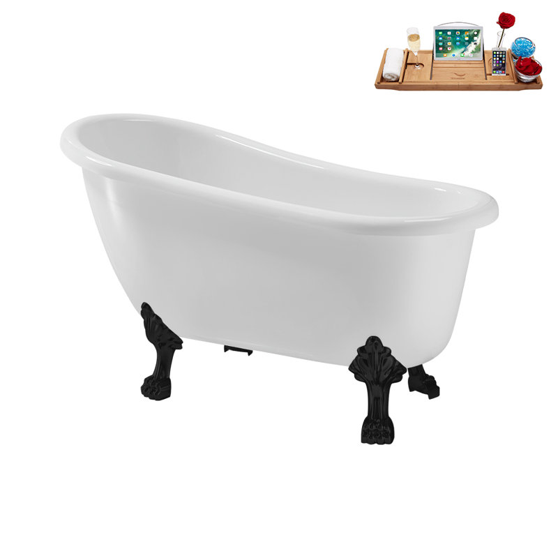 1348.7mm x 650.2mm Soaking Acrylic Bathtub, Matte Black, Brushed Gold