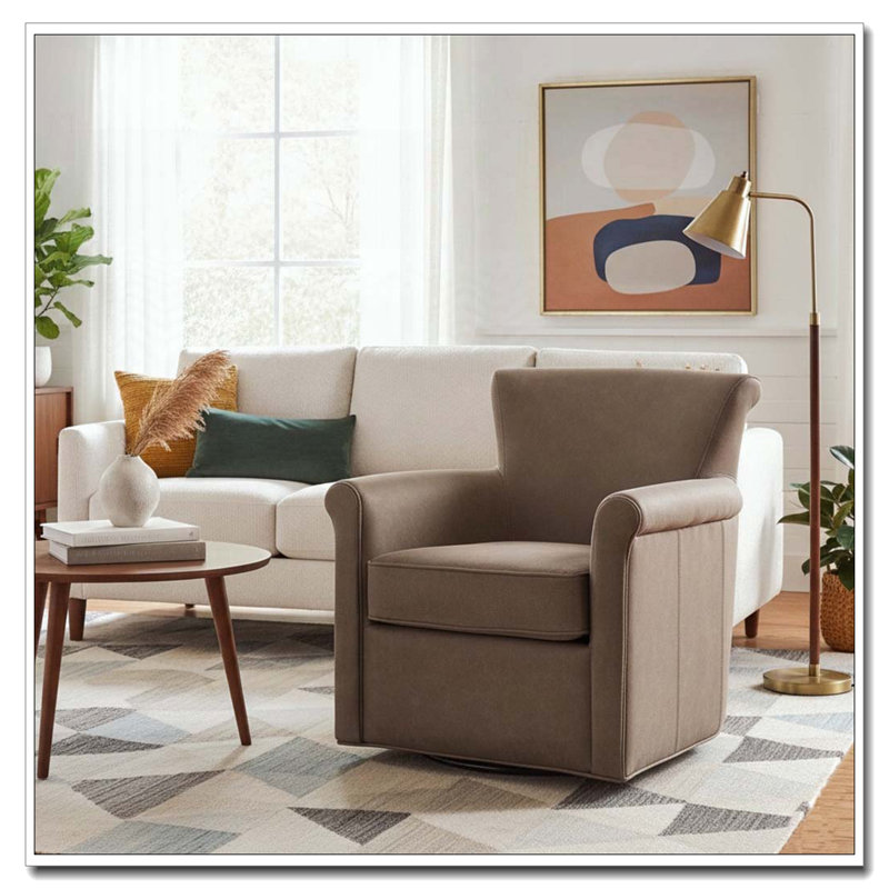 Fauteuil d'appoint pivotant en similicuir, Espresso