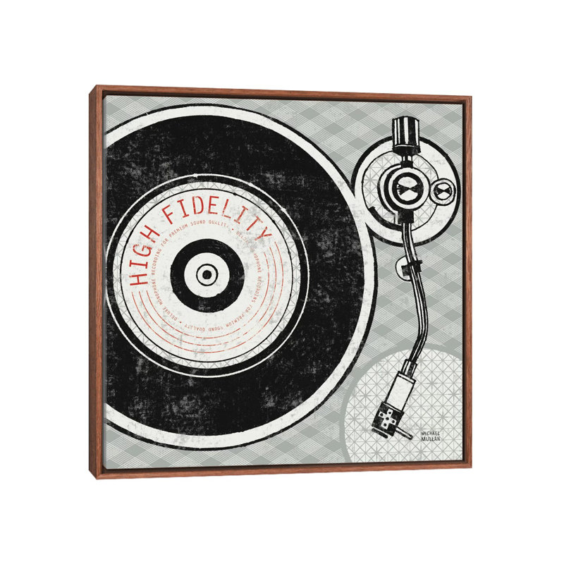 Rétro tourne-disque analogique par Michael Mullan - impression d'art graphique, H 18 po x l 18 po x 1,5 po