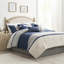 Édredon 7 pièces en faux suède bleu grand - lavable avec édredon, 2 taies décoratives, 3 coussins décoratifs, jupe de lit dans la machine