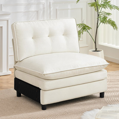 Chenille Armless Accent Chair