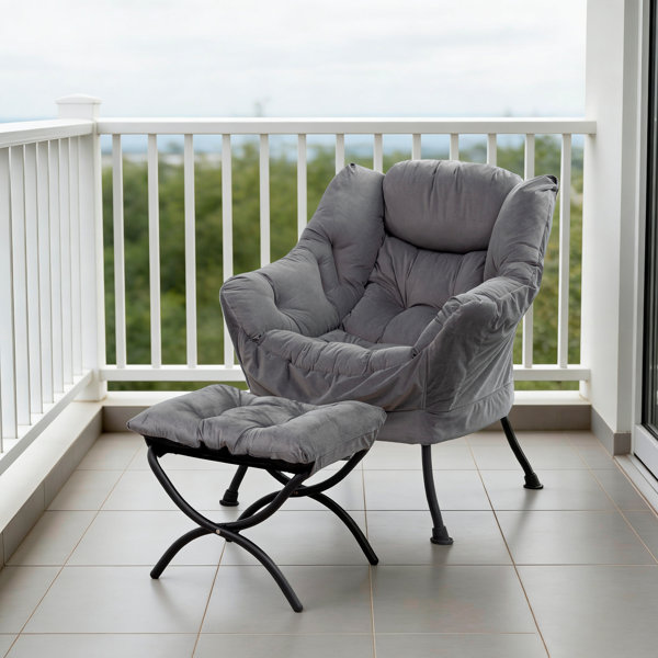 Upholstered Lazy Chair with Ottoman,Modern Comfy Lounge Sofa Chair with Armrest and a Side Pocket