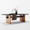 Black+Light-walnut Rectangular Solid Wood Dining Table