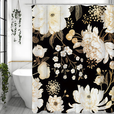 Floral Shower Curtains with Hooks Included