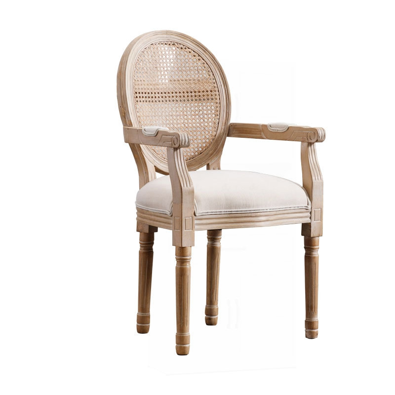 Ensemble de 2 fauteuils de salle à manger rembourrés en tissu French Vintage