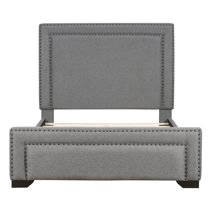Grand lit plateforme tapissier avec tête de lit plus grande Shreve, gris