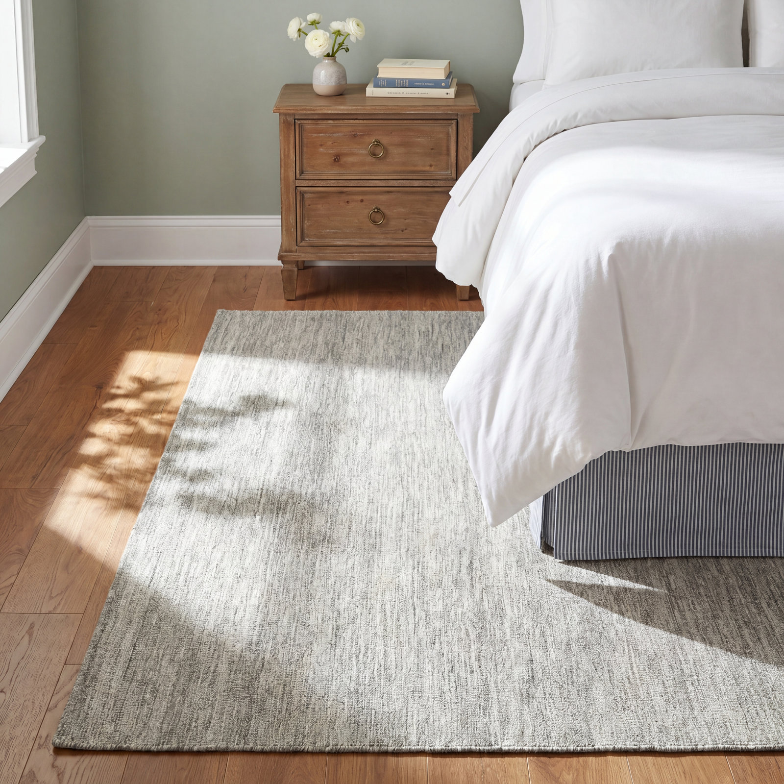 Chadwick Light Gray Sand Hand-Tufted Wool Rug, Rectangle 5' x 8'