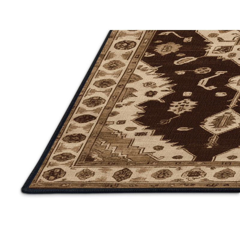 Tapis brun lavable à la machine, Carré 3 pi
