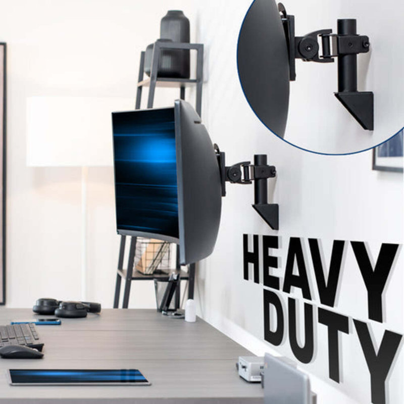 Black Steel Adjustable Wall Mount for Ultrawide Monitors