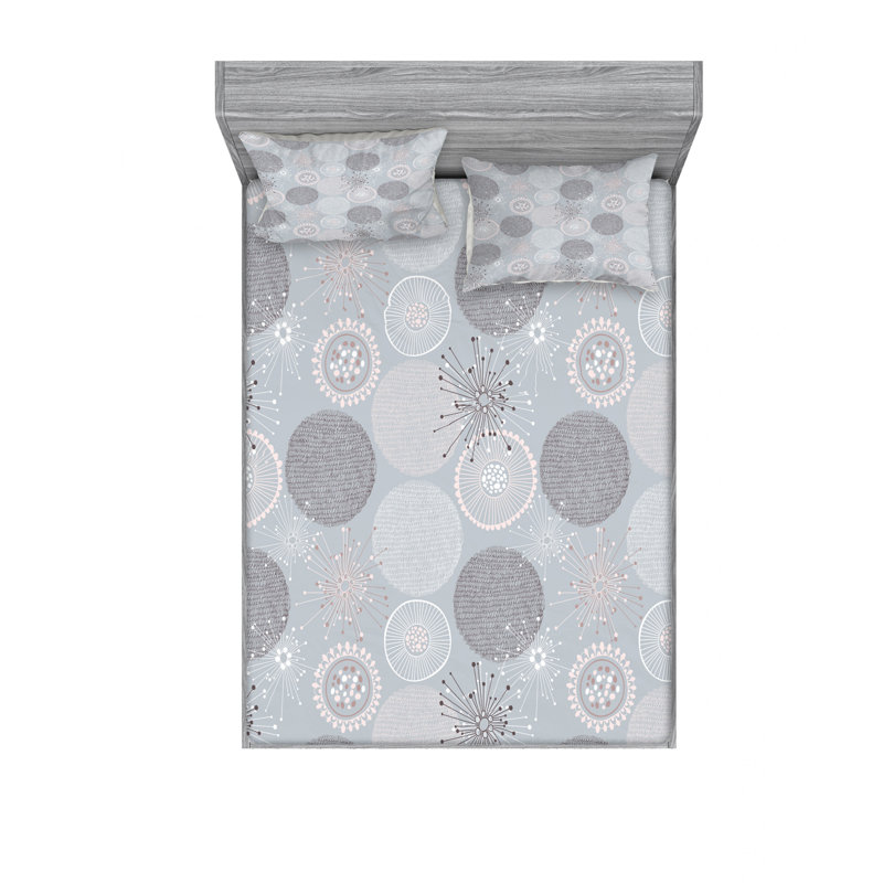 Ensemble de draps ronds ronds circulaires tons, Ensemble de draps pour lit double avec un drap-hou