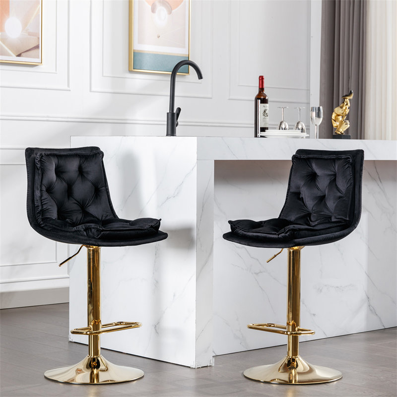 Set Of 2 Bar Stools, Black