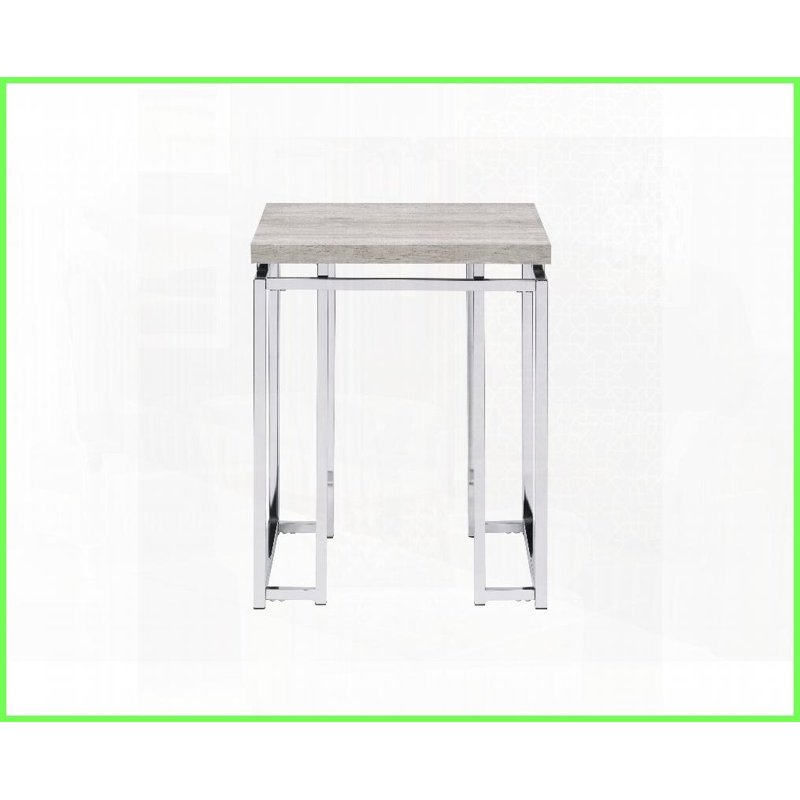 Table basse moderne en chêne naturel peu encombrant avec base chromée - Décoration de salon robuste