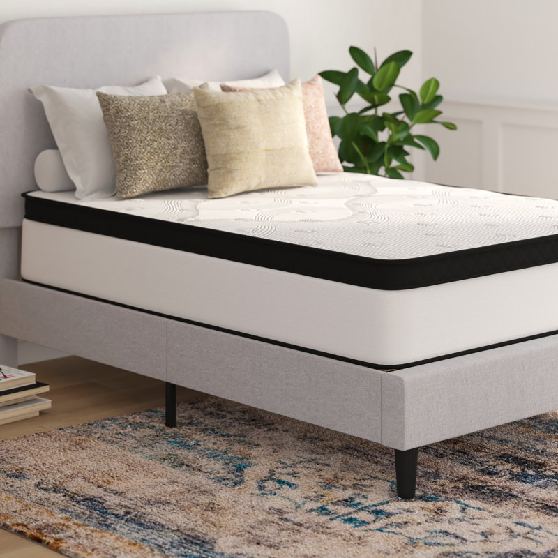 Full 12" Black and White Innerspring Adjustable Mattress