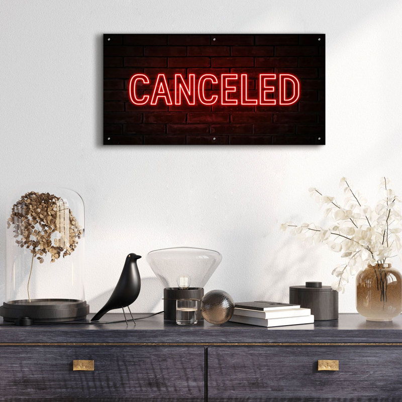 «Cancled In Neon Red» par Epic Portfolio, art mural en verre acrylique, H 24 po x l 48 po x P 0,2 po