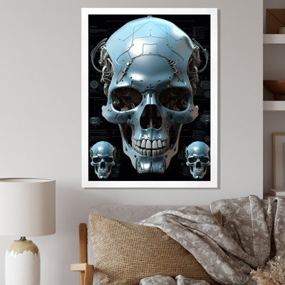 Reproduction d'art sur toile, "Happy Cyborg Skull Funky Halloween"