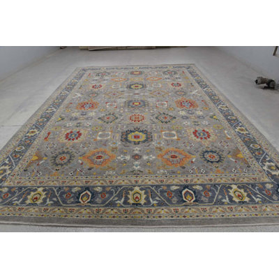 Transitional One-of-a-Kind Rectangle 10' X 14'4" Wool Area Rug Gray