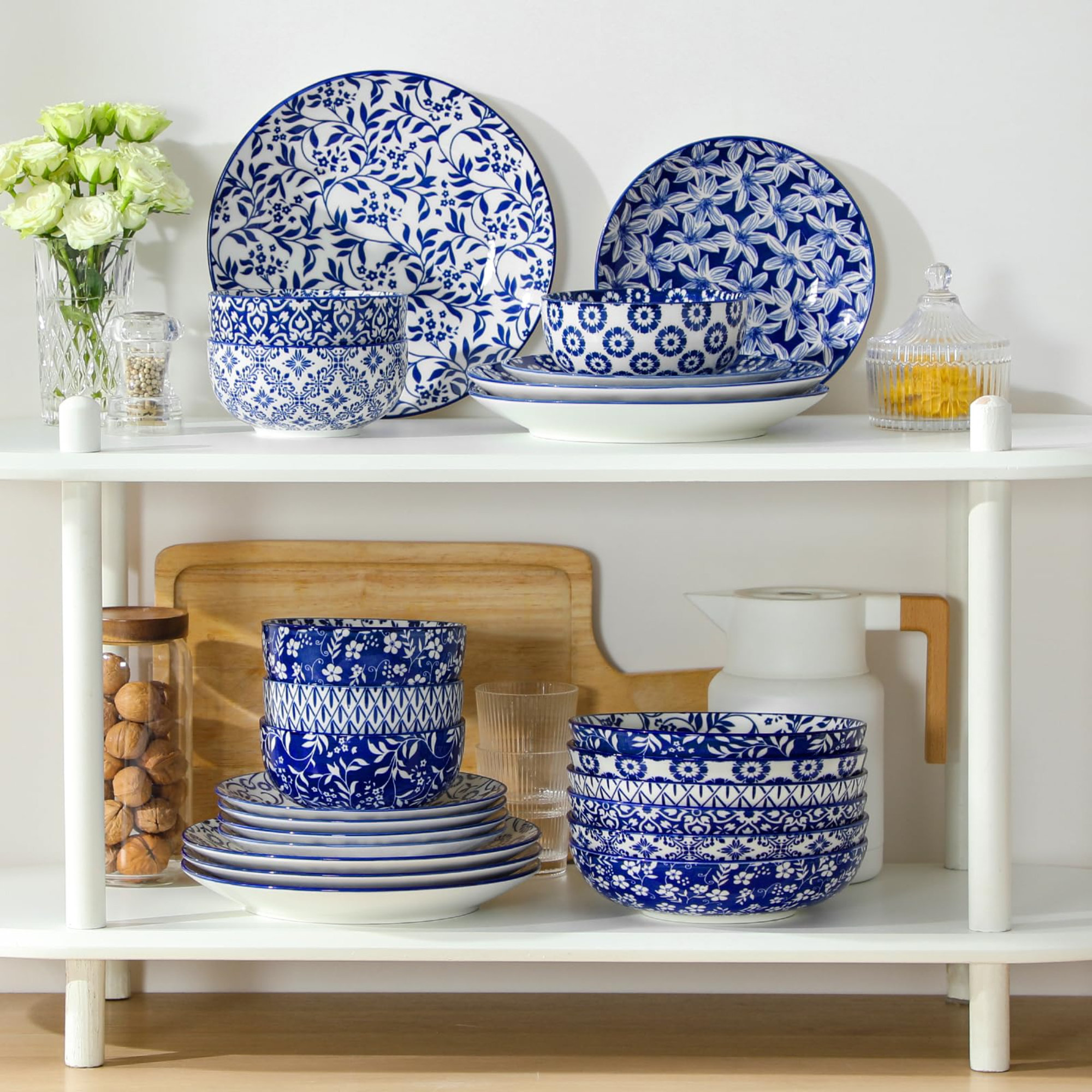Stackable Dinnerware Sphere Red Barrel Studio 24 Pieces Dinnerware Set for 6 - Microwave and ...