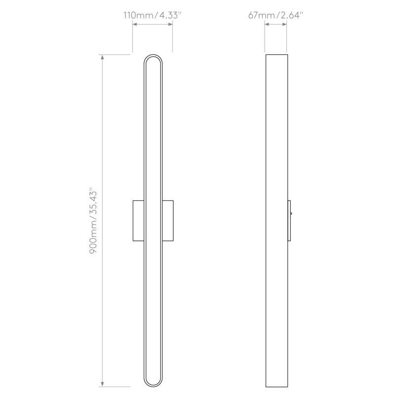 Atticus 3000K, Polished Chrome, 4.33" H x 35.43" W x 2.64" D