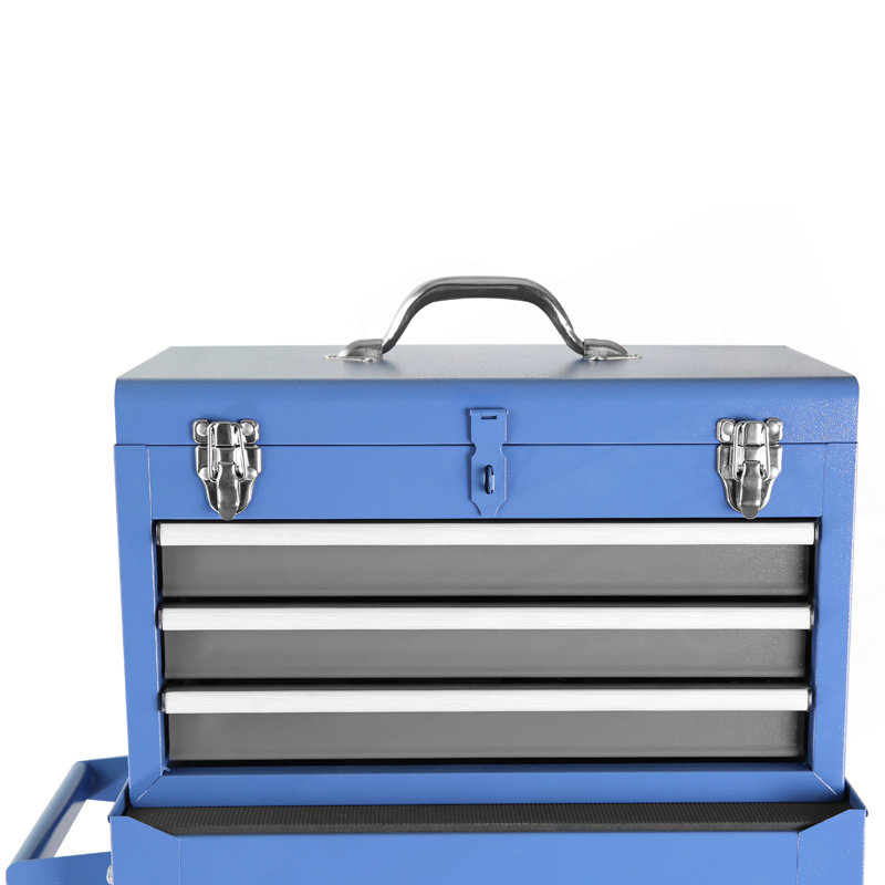 Rangement à outils pour atelier roulant: coffre à outils amovible à 3 tiroirs avec grande armoire de rangement et tablette réglable