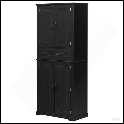 Armoire de rangement pour salle de bain avec espace de rangement multifonctionnel, tiroir avec glissières, tablette réglable, noir