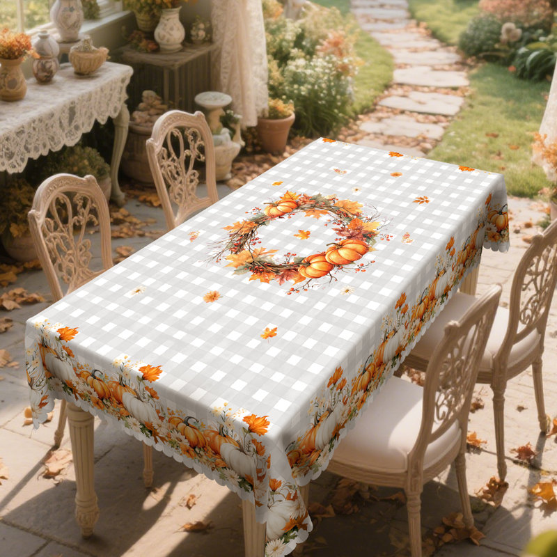 1pc nappe en polyester de l'Action de grâce, citrouille, feuilles d'érable et fleurs, L 70 po x l 55 po
