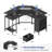 L Shaped Desk with LED Lights & Power Outlets, Computer Desk with Full Monitor Shelf-1340354622