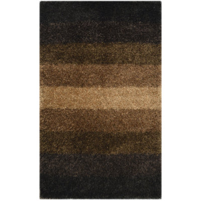 Kerala Rectangle 140 cm x 200 cm Striped Hand Woven Shaggy Area Rug