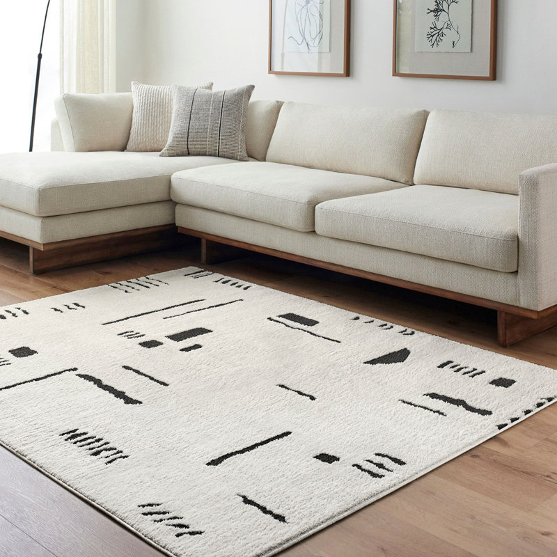 Black Modern Rug, Abstract Anti Slip Easy to Clean Rug For Living Room, Dining Room, Bedroom, Kitchen, Rectangle 200 x 275 cm