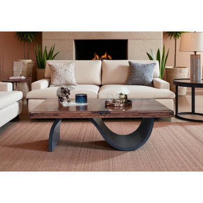Table basse rectangulaire Mesquite - Centre de table contemporain en bois
