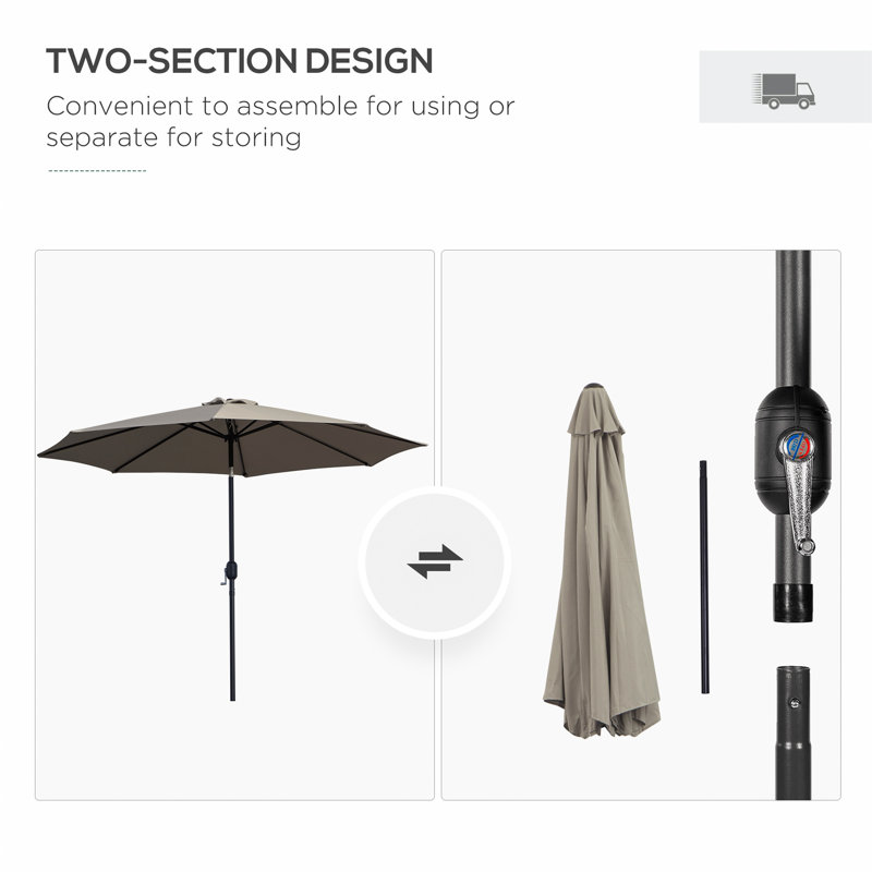 Brookann 295cm Tilt Market Parasol, Grey