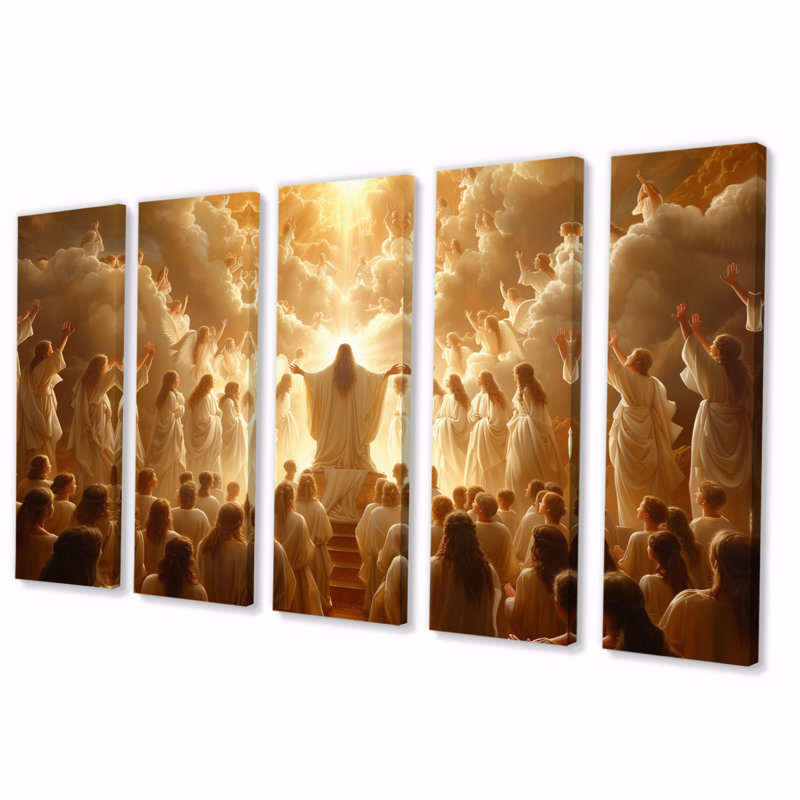 Jaune et blanc, portrait d'un ange, ensemble d'art sur toile, H 32 po x l 80 po