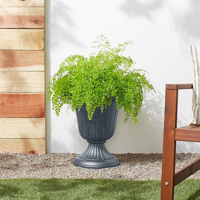 Pot à fleurs en plastique Anouk Classic, H 12 po x l 10 po x P 10 po, Gris