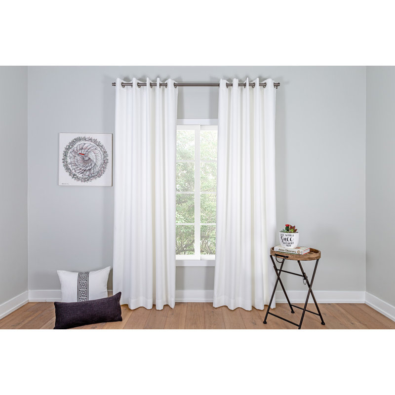 Paire de rideaux unis avec œillets, Blanc, L 64 po x L 100 po