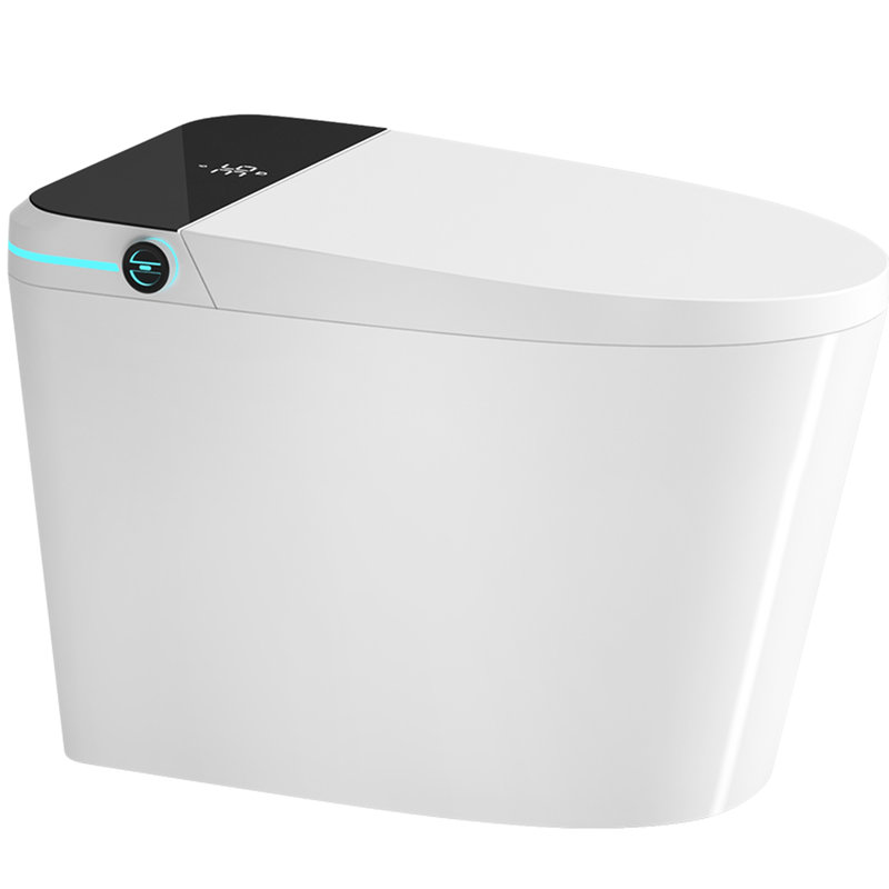 Toilette moderne avec bidet - ouverture / fermeture automatique, capteur de pied, fonction de nuit incluse, chasse d'eau siphonique à siège blanc,