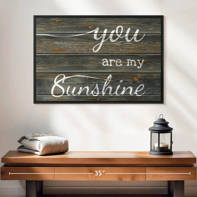 You Are My Sunshine Typographie I, 25 po x 17 po, Cadre flottant noir