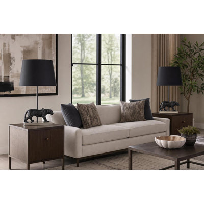 Panther Noir Polyresin Table Lamp - Black & Polished Nickel - Set of 2